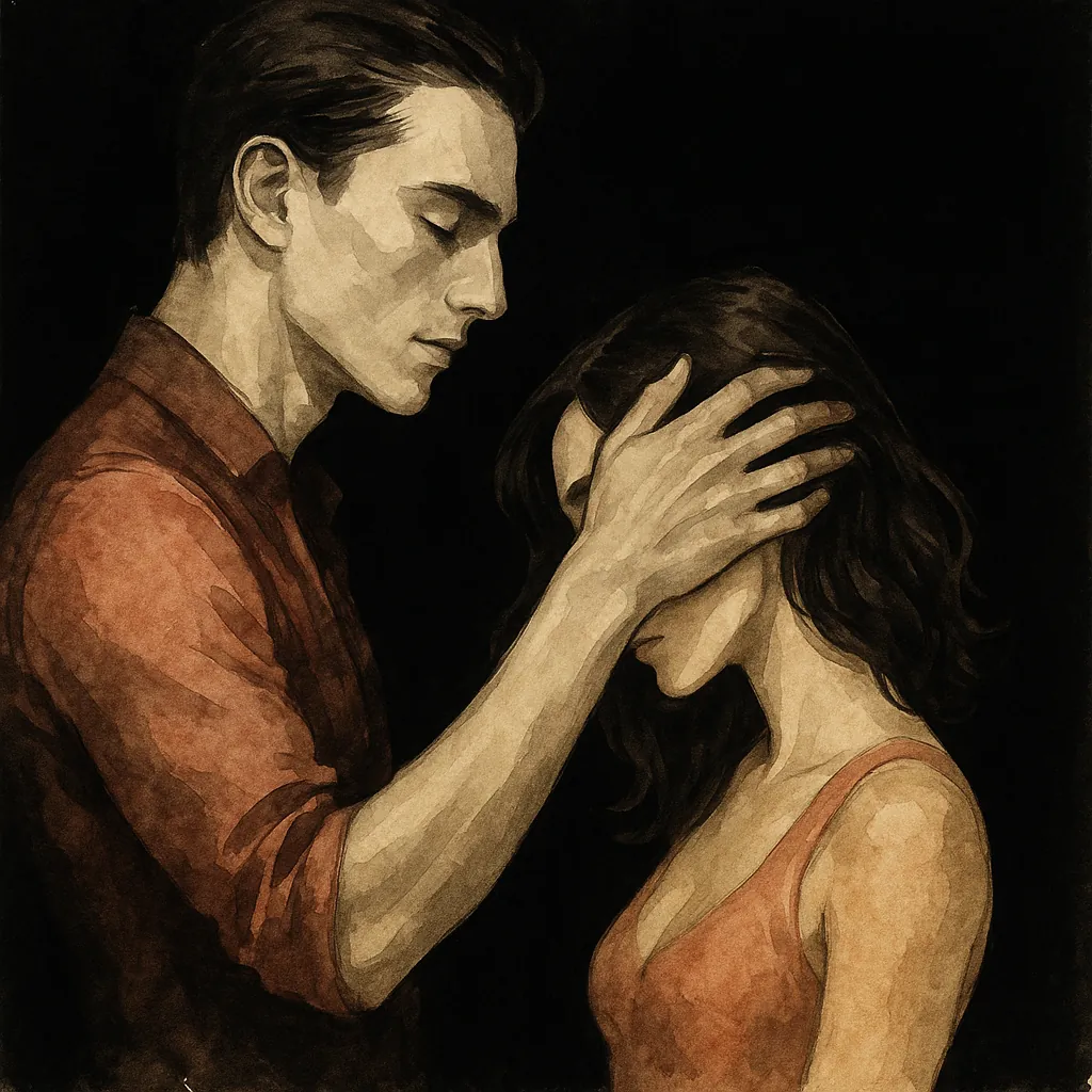 Stroking hair gently with care
